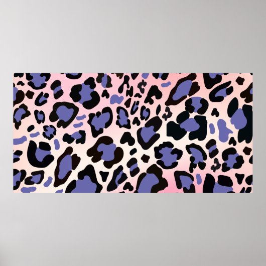 Black and Lavender Leopard Print:はっきりしたおよびエレガント ポスター (正面)