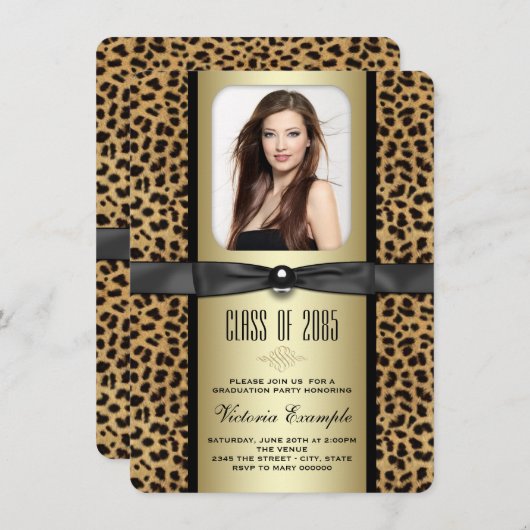 Black and Leopardの卒業発表 招待状 (正面/裏面)
