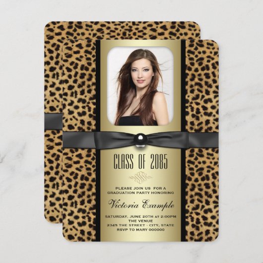 Black and Leopardの卒業発表 招待状 (正面/裏面)