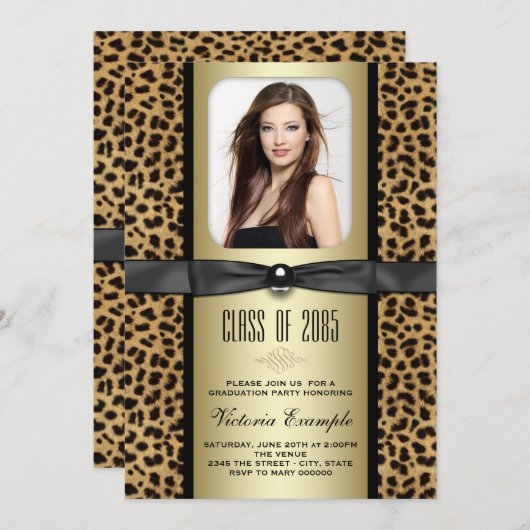 Black and Leopardの卒業発表 招待状 (正面/裏面)