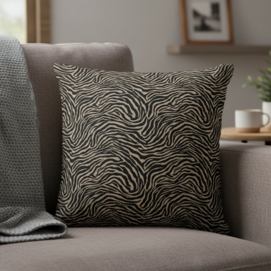 Black and Light Cream Zebra Pattern Decorative クッション