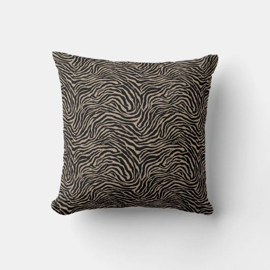 Black and Light Cream Zebra Pattern Decorative クッション (正面)