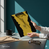 Black and M Gold Clipboard with Displayed Name クリップボード