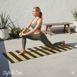 Black and Metallic Gold Horizontal Striped ヨガマット