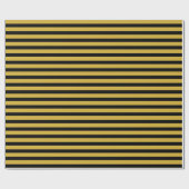 Black And Metallic Gold Stripe Pattern Premium ラッピングペーパー (フラット)