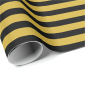 Black And Metallic Gold Stripe Pattern Premium ラッピングペーパー (ロールコーナー)