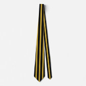 Black and Metallic Gold Striped Stylish Neck Tie ネクタイ (正面)