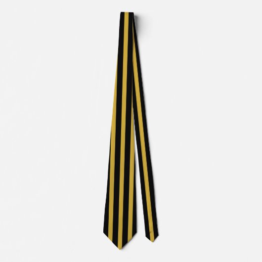 Black and Metallic Gold Striped Stylish Neck Tie ネクタイ (正面)