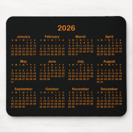 Black and Orange 2026 Calendar マウスパッド