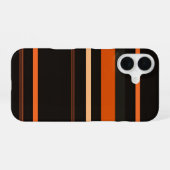 Black and Orange Bold Stripe Pattern iPhone 16ケース (裏面横)