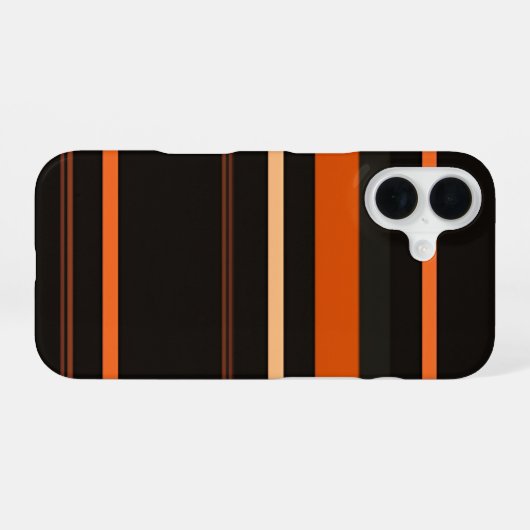 Black and Orange Bold Stripe Pattern iPhone 16ケース (裏面横)