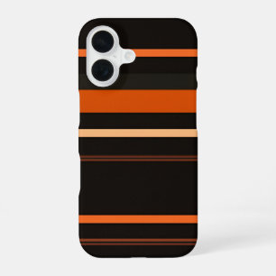 Black and Orange Bold Stripe Pattern iPhone 16ケース