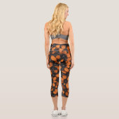 Black and Orange Floral Leggings カプリレギンス (裏面)