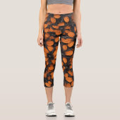 Black and Orange Floral Leggings カプリレギンス (正面)
