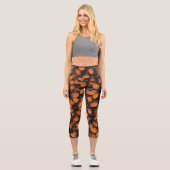 Black and Orange Floral Leggings カプリレギンス (正面)