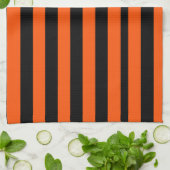 Black and Orange Halloween Stripes  キッチンタオル (折り畳み)