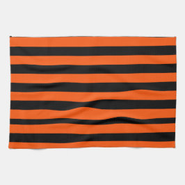 Black and Orange Halloween Stripes  キッチンタオル