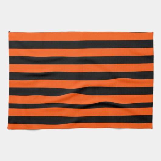 Black and Orange Halloween Stripes キッチンタオル (横)
