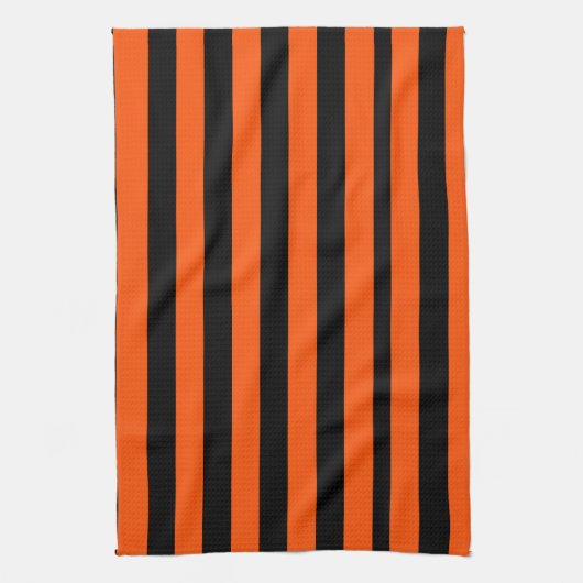 Black and Orange Halloween Stripes  キッチンタオル (縦)