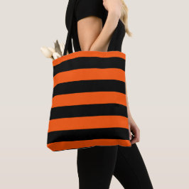 Black and Orange Halloween Stripes  トートバッグ