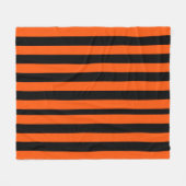 Black and Orange Halloween Stripes  フリースブランケット (正面(横))