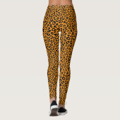 Black and orange Leopard Print Fun Safari Pattern レギンス (裏面)