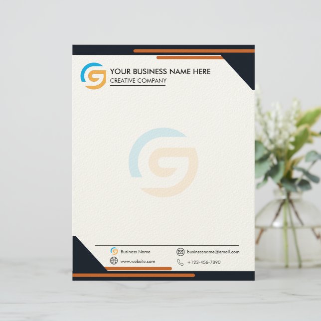 Black and Orange Modern Business Letterhead レターヘッド (スタンド正面)