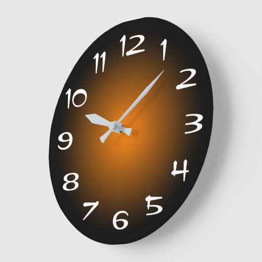 Black and Orange Radial Gradient ラージ壁時計 (傾斜)