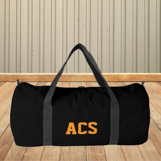 Black and Orange School Colors with Letters ダッフルバッグ