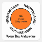 Black and Orange Seasonal Spooky Happy Halloween スクエアシール (正面)