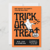 Black and Orange Simple Trick Or Treat Halloween 招待状 (裏面)