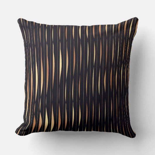 Black and Orange Stripe Abstract Throw Pillow クッション (正面)