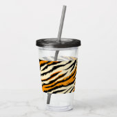 Black and Orange Tiger Stripes Monogram アクリルタンブラー (裏面)