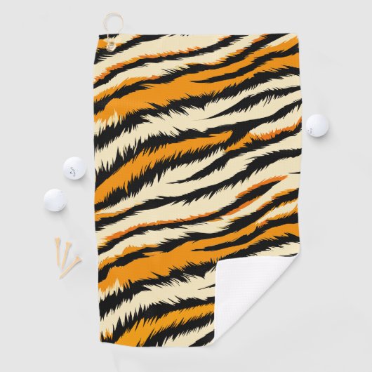 Black and Orange Tiger Stripes Monogram ゴルフタオル (インサイチュ)
