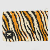 Black and Orange Tiger Stripes Monogram ゴルフタオル (横)