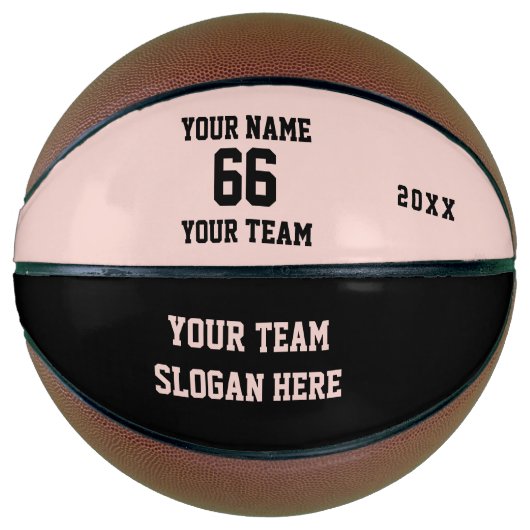 Black and Pink Basketball with Name, Number, Team バスケットボール (正面)