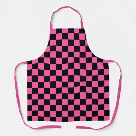 Black and pink checkerboard pattern エプロン (正面)