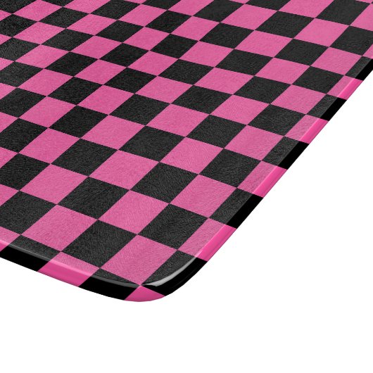 Black and pink checkerboard pattern カッティングボード (角)