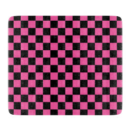 Black and pink checkerboard pattern カッティングボード