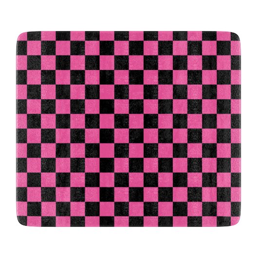 Black and pink checkerboard pattern カッティングボード (正面)