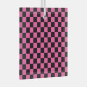 Black and pink checkerboard pattern ガラスオーナメント (正面右)