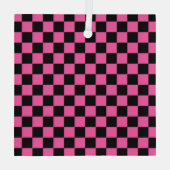 Black and pink checkerboard pattern ガラスオーナメント (裏面)