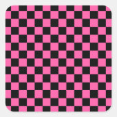 Black and pink checkerboard pattern スクエアシール (正面)