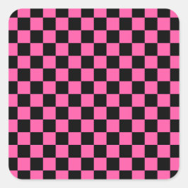 Black and pink checkerboard pattern スクエアシール