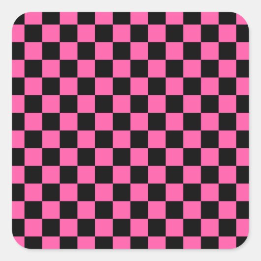 Black and pink checkerboard pattern スクエアシール (正面)
