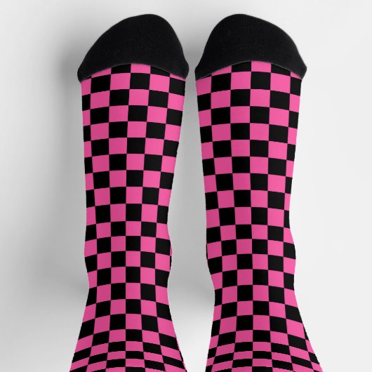 Black and pink checkerboard pattern ソックス (上部)