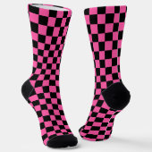 Black and pink checkerboard pattern ソックス (傾斜あり)