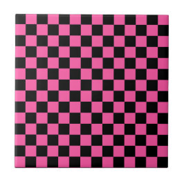 Black and pink checkerboard pattern タイル