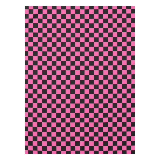 Black and pink checkerboard pattern テーブルクロス (正面)