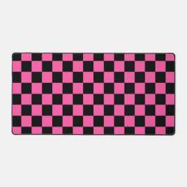 Black and pink checkerboard pattern デスクマット